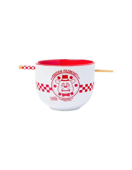 Five Nights at Freddy's - Freddy Fazbear Pizza Logo Box Ramen bowl with chopsticks