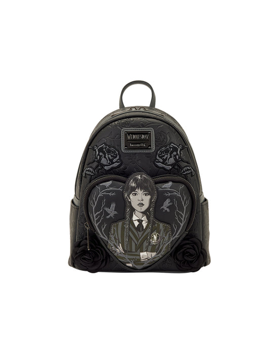 Loungefly - Wednesday Addams Backpack with Black Roses