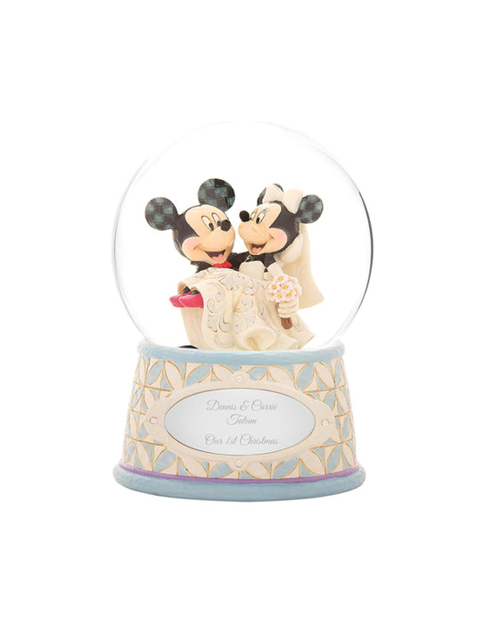 Disney Traditions - Boule d'eau de Mickey et Minnie Mouse « Le Bonheur, jusqu'à la fin de temps »