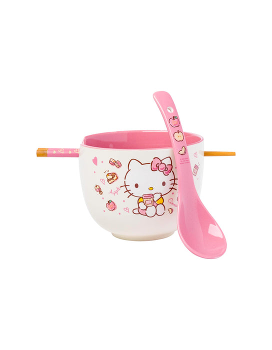 Hello Kitty - Apples & Cinnamon Ramen bowl with chopsticks and spoon