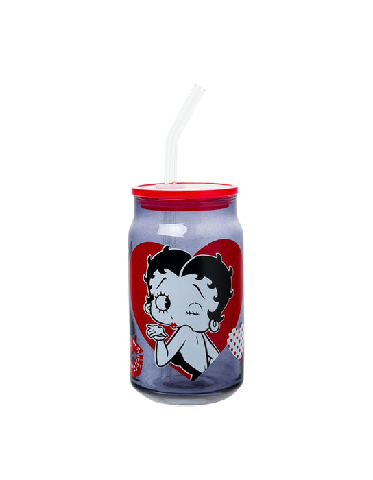 Betty Boop - Bouteille d'eau avec des coeurs (Verre)