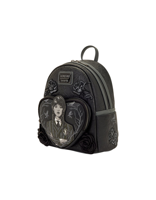 Loungefly - Wednesday Addams Backpack with Black Roses