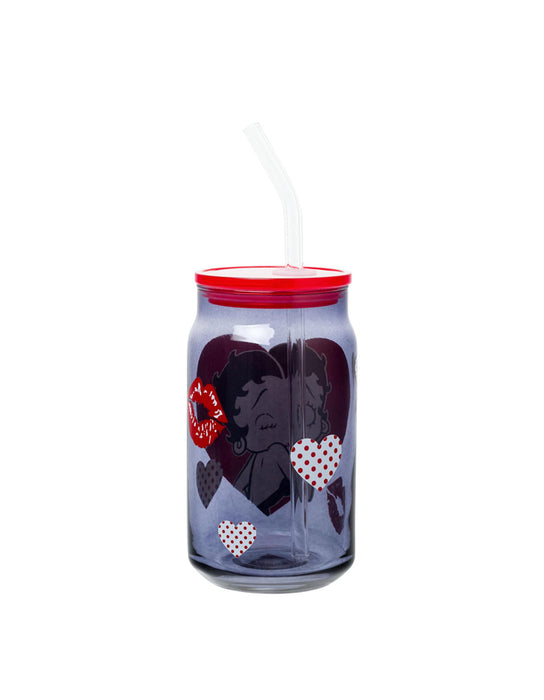 Betty Boop - Bouteille d'eau avec des coeurs (Verre)