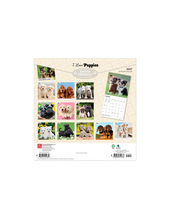 I Love Puppies - Calendrier 2027 (Anglais)