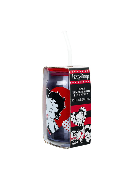 Betty Boop - Bouteille d'eau avec des coeurs (Verre)