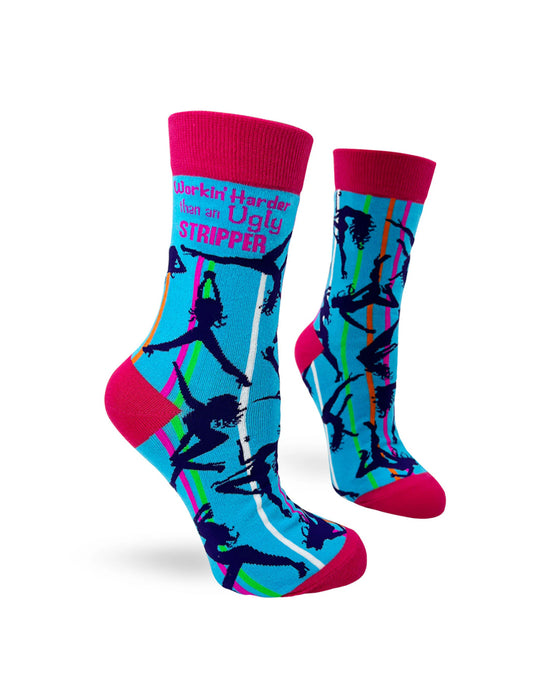 "Workin' Harder Than an Ugly Stripper" Chaussettes pour femmes