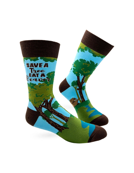 "Save The Tree Eat A Beaver" Chaussettes pour hommes