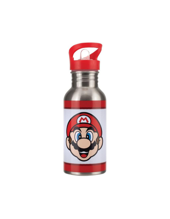 Super Mario Bros - Bouteille d'eau en métal avec paille