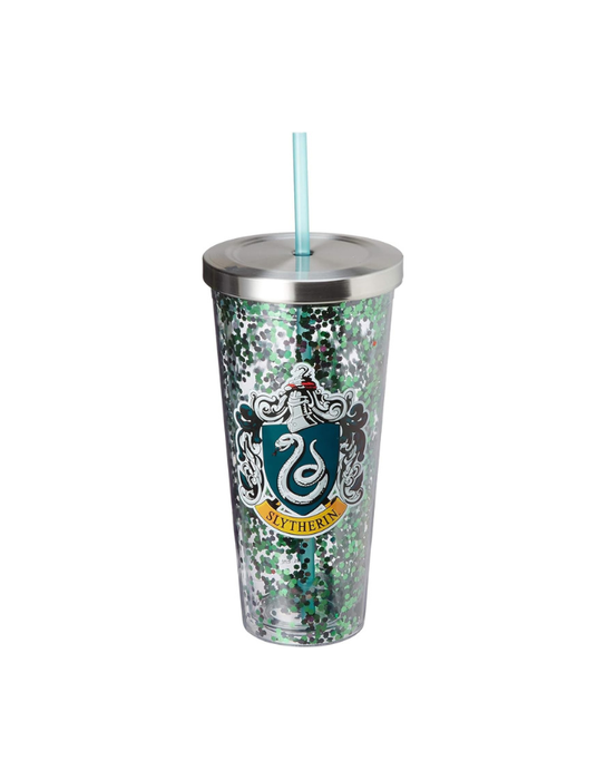 Harry Potter - Gobelet à paillettes Serpentard avec paille