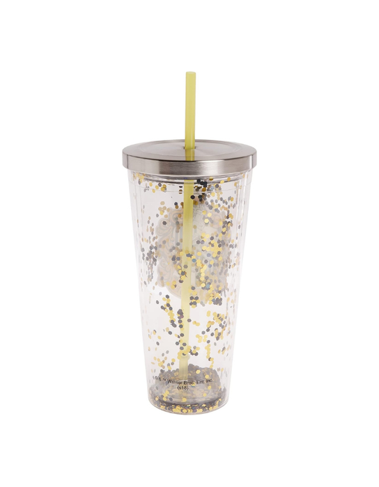 Harry Potter - Gobelet à paillettes Poufsouffle avec paille