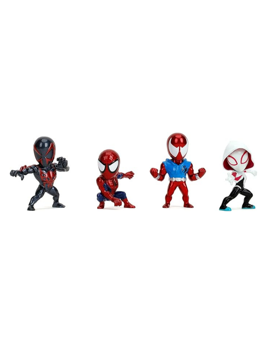 Marvel Spider-Man - Die-cast de Spider-Man, Ghost Spider, Spider-Man 2099 et Scarlet Spider